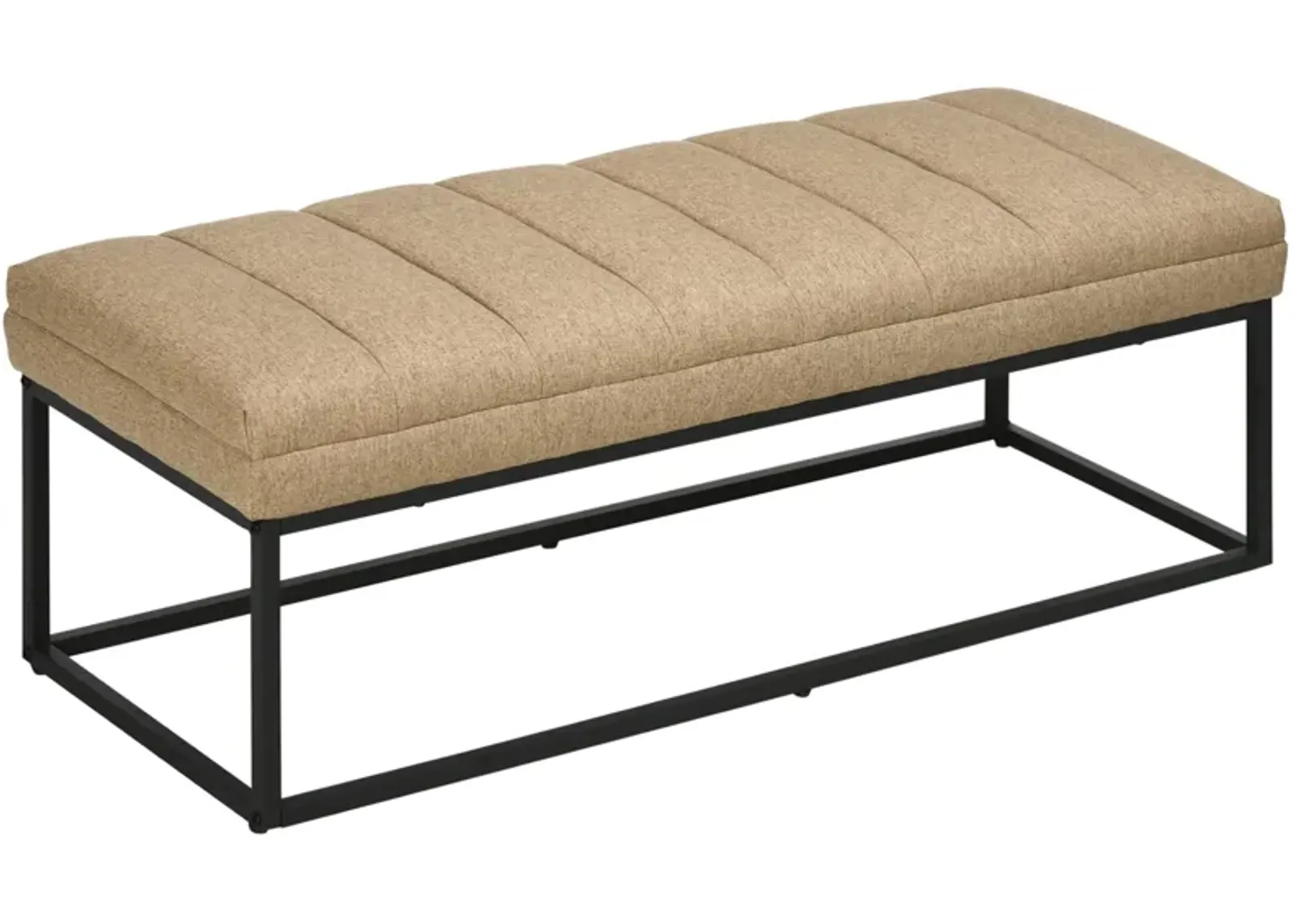 Brown Bedroom Accent: Upholstered Ottoman Bench with Steel Legs