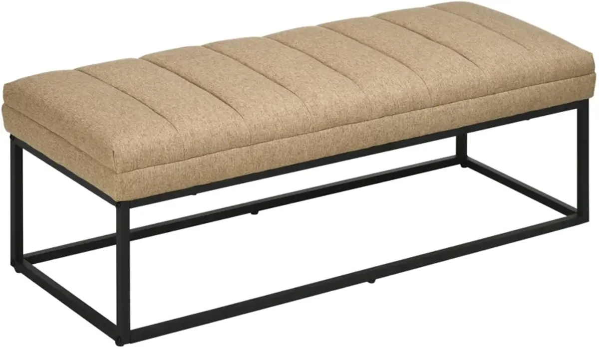 Brown Bedroom Accent: Upholstered Ottoman Bench with Steel Legs