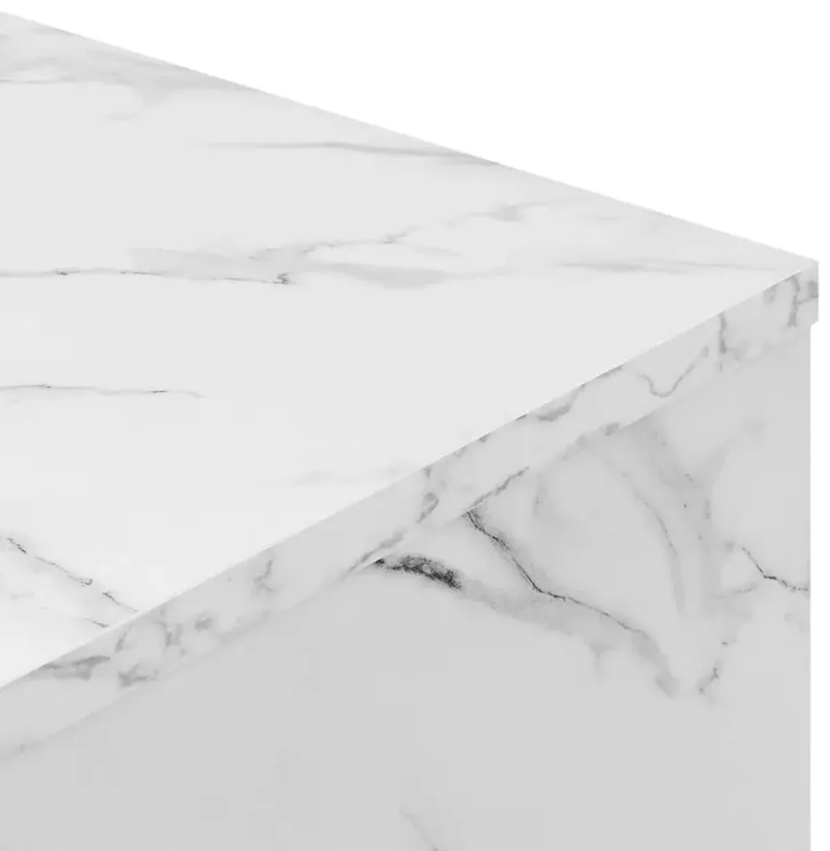 Convenience Concepts Northfield Admiral Deluxe Coffee Table with Shelves, White Faux Marble