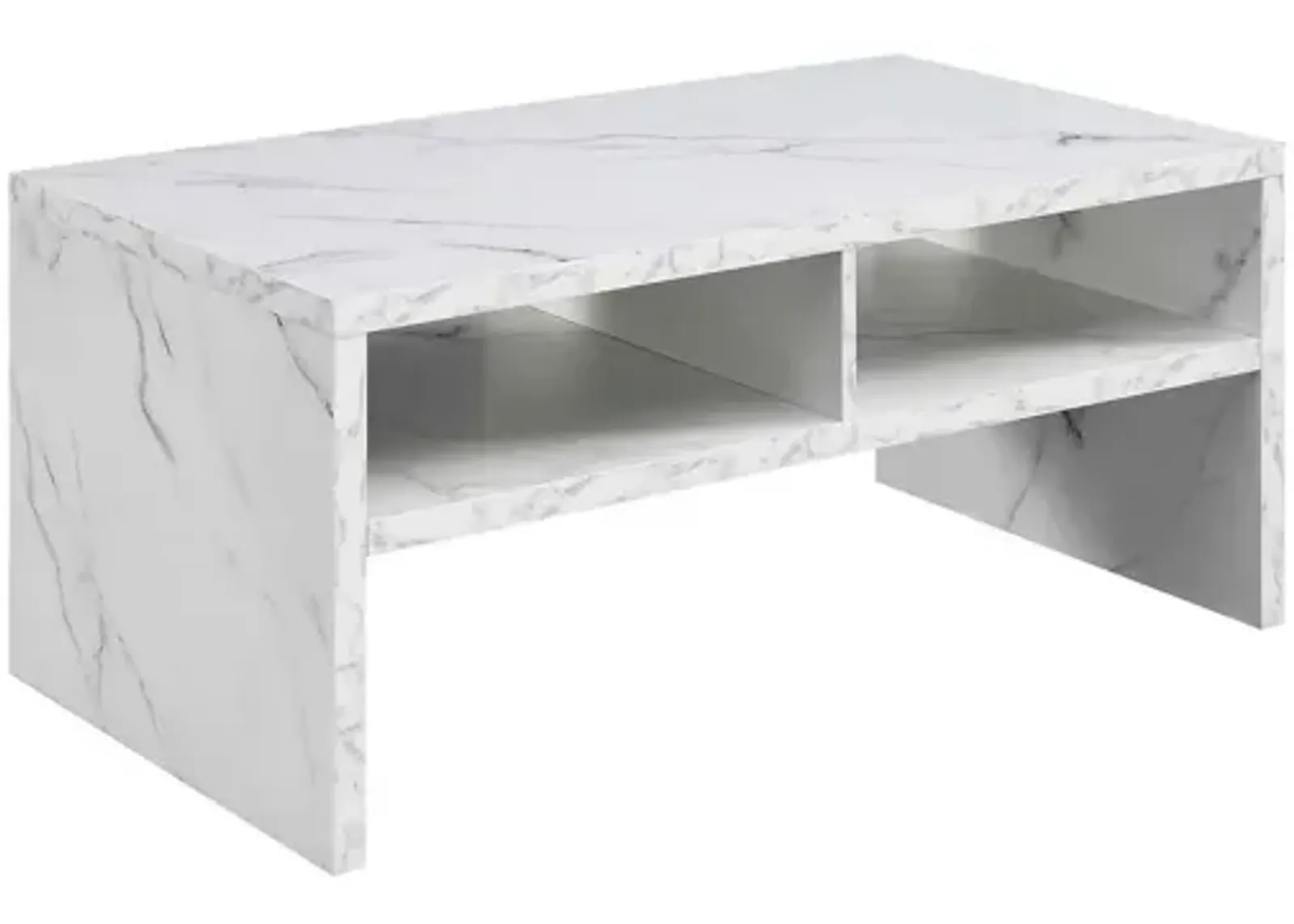 Convenience Concepts Northfield Admiral Deluxe Coffee Table with Shelves, White Faux Marble