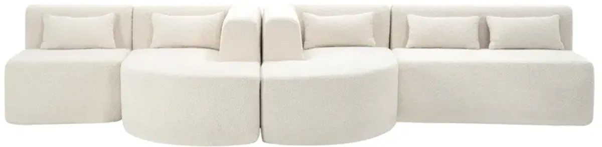 Merax Boucle Fabric Sofa Couch with Chaise Lounge