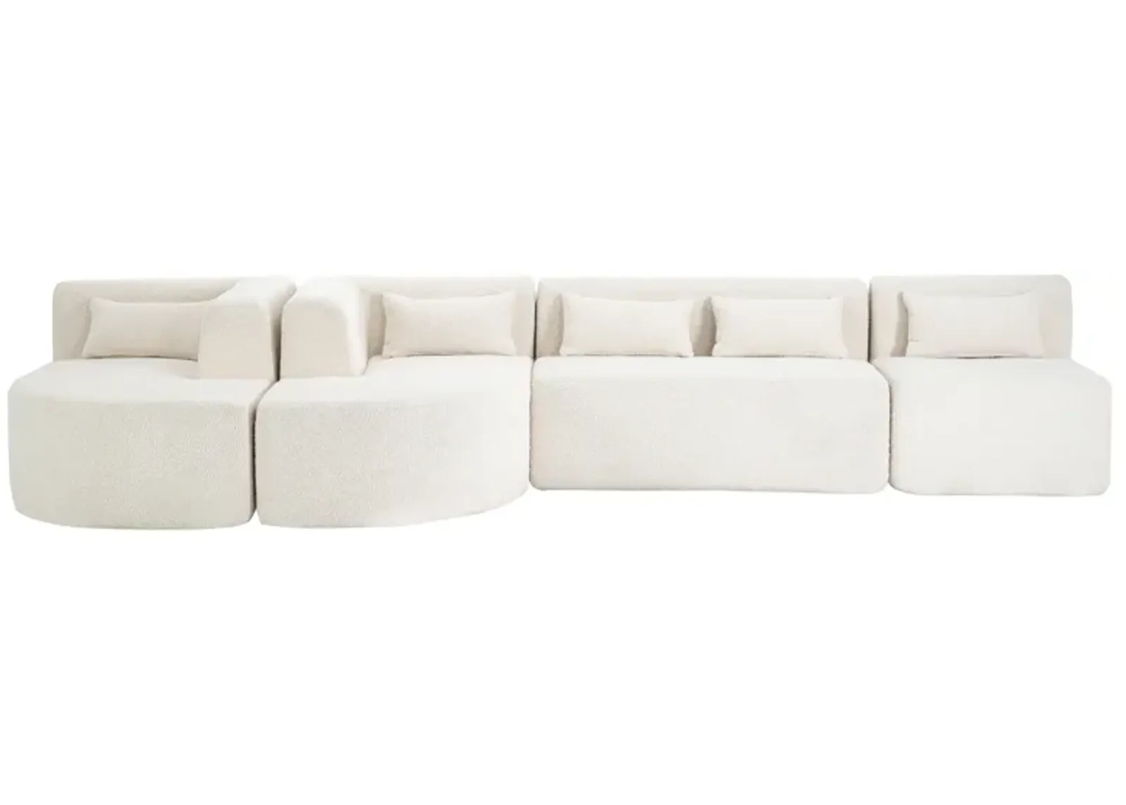 Merax Boucle Fabric Sofa Couch with Chaise Lounge