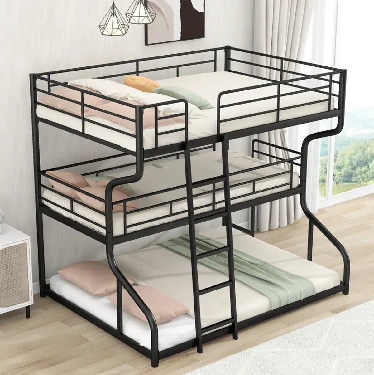 Merax Bedroom Triple Bunk Bed with Ladders