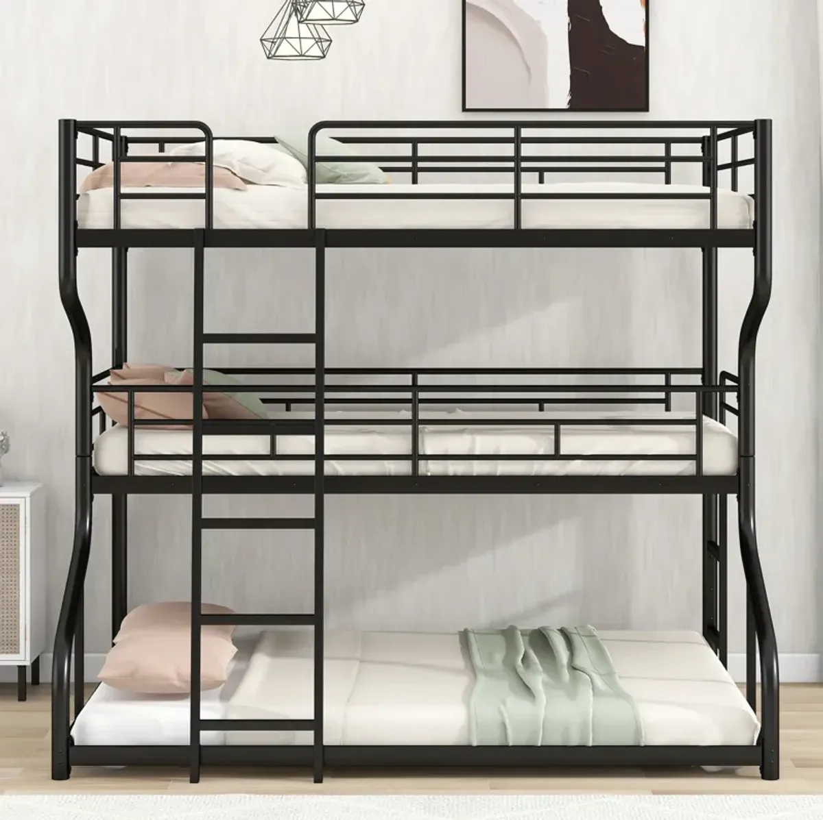 Merax Bedroom Triple Bunk Bed with Ladders