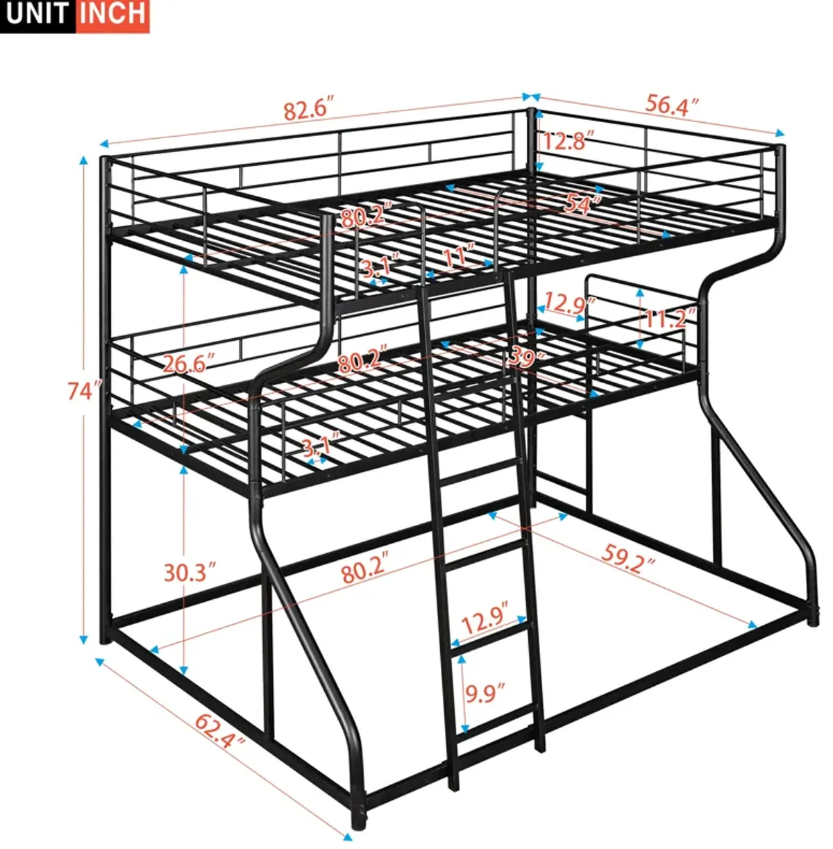 Merax Bedroom Triple Bunk Bed with Ladders