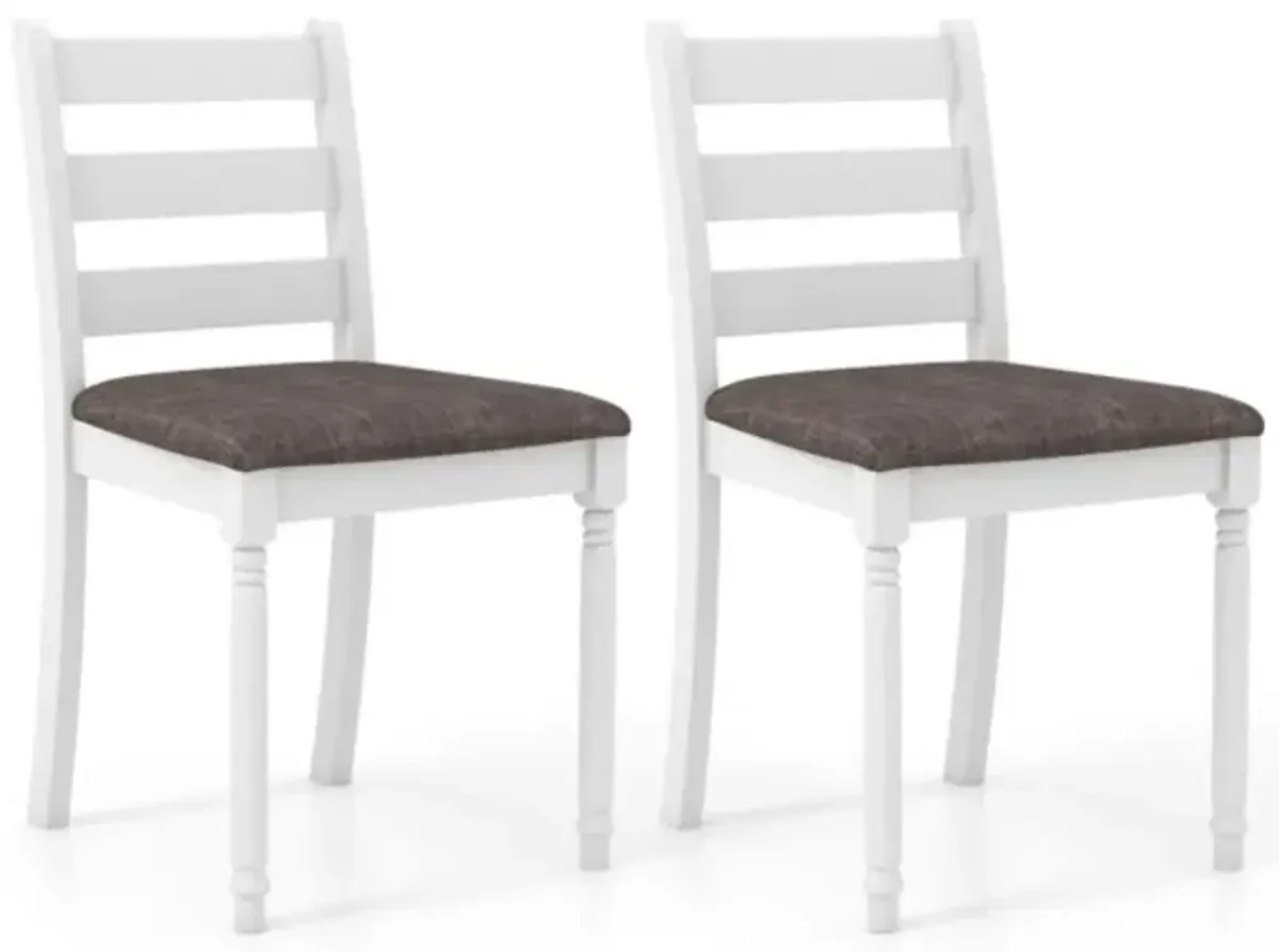 Hivvago Set of 2 Rubber Wood Dining Chairs with Upholstered Seat