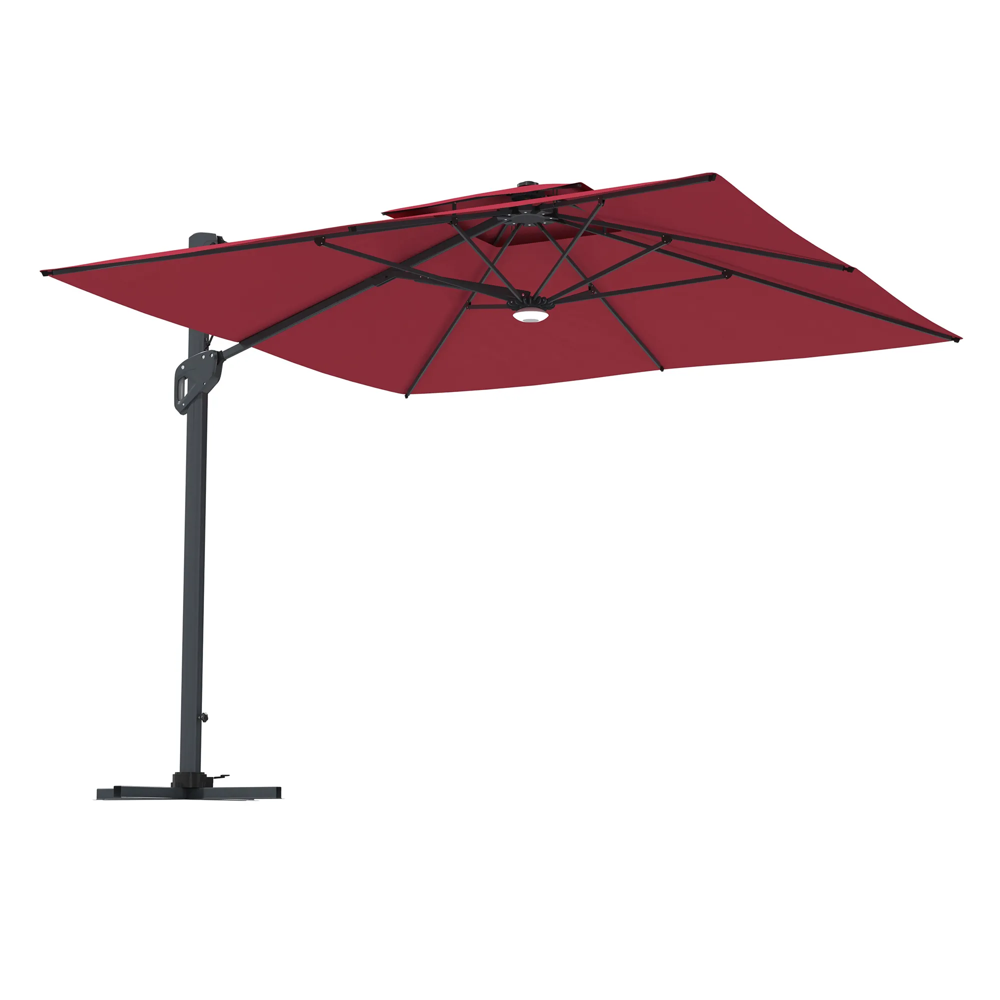 MONDAWE 10ft Square Solar LED Offset Cantilever Outdoor Patio Umbrella with Built-in Bluetooth Speaker