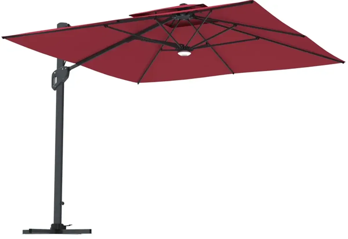 MONDAWE 10ft Square Solar LED Offset Cantilever Outdoor Patio Umbrella with Built-in Bluetooth Speaker