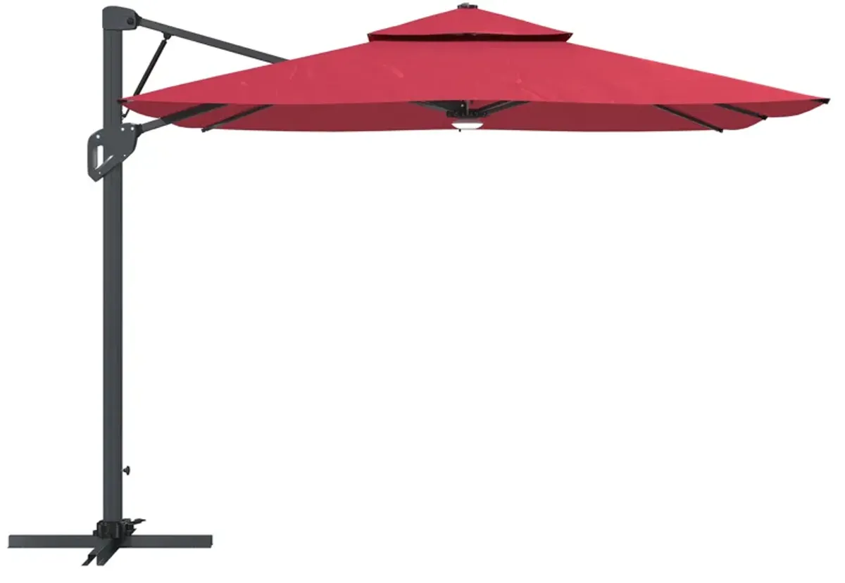 MONDAWE 10ft Square Solar LED Offset Cantilever Outdoor Patio Umbrella with Built-in Bluetooth Speaker