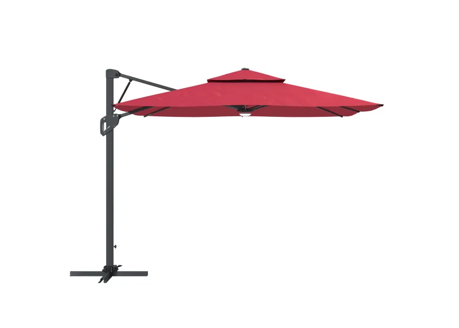 MONDAWE 10ft Square Solar LED Offset Cantilever Outdoor Patio Umbrella with Built-in Bluetooth Speaker