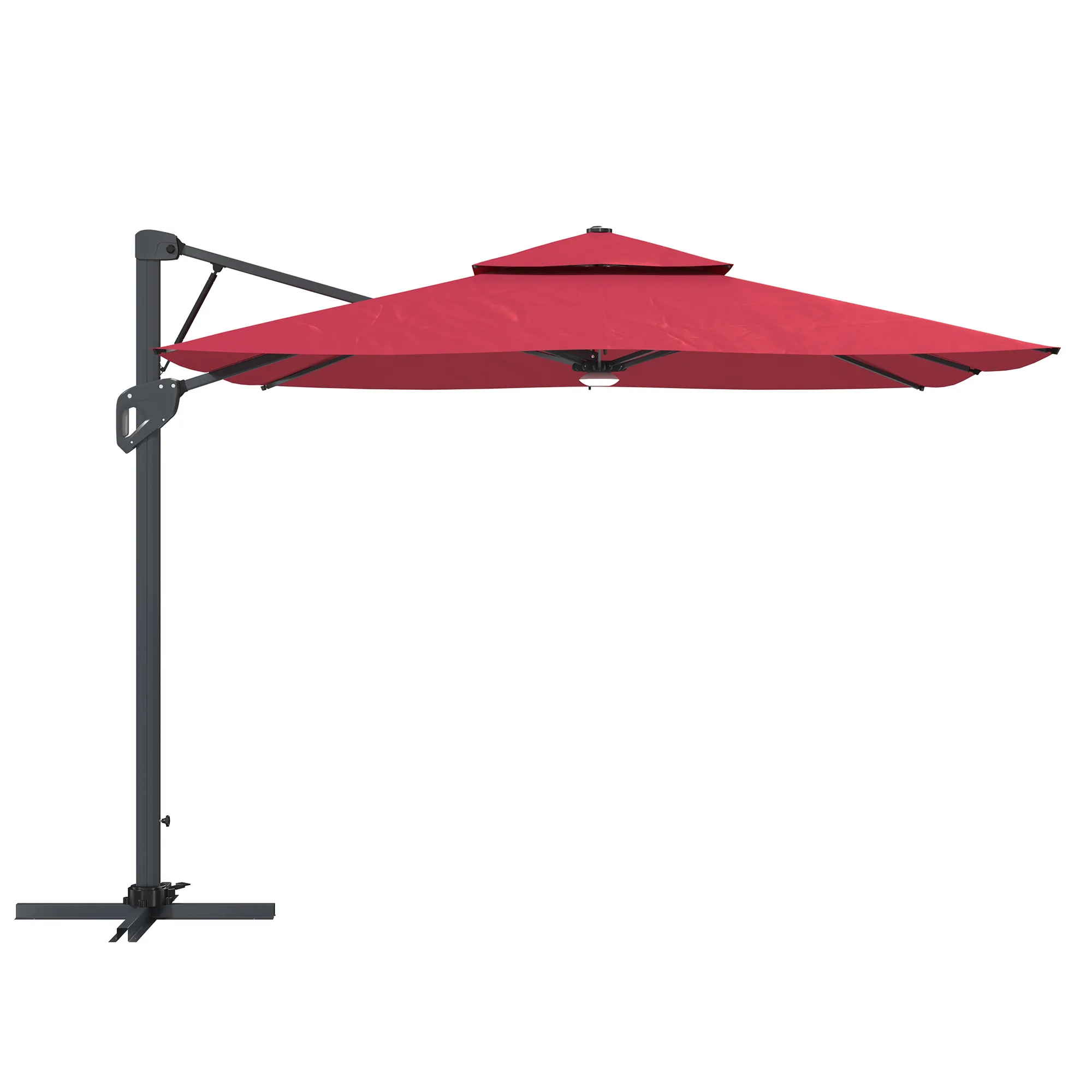 MONDAWE 10ft Square Solar LED Offset Cantilever Outdoor Patio Umbrella with Built-in Bluetooth Speaker