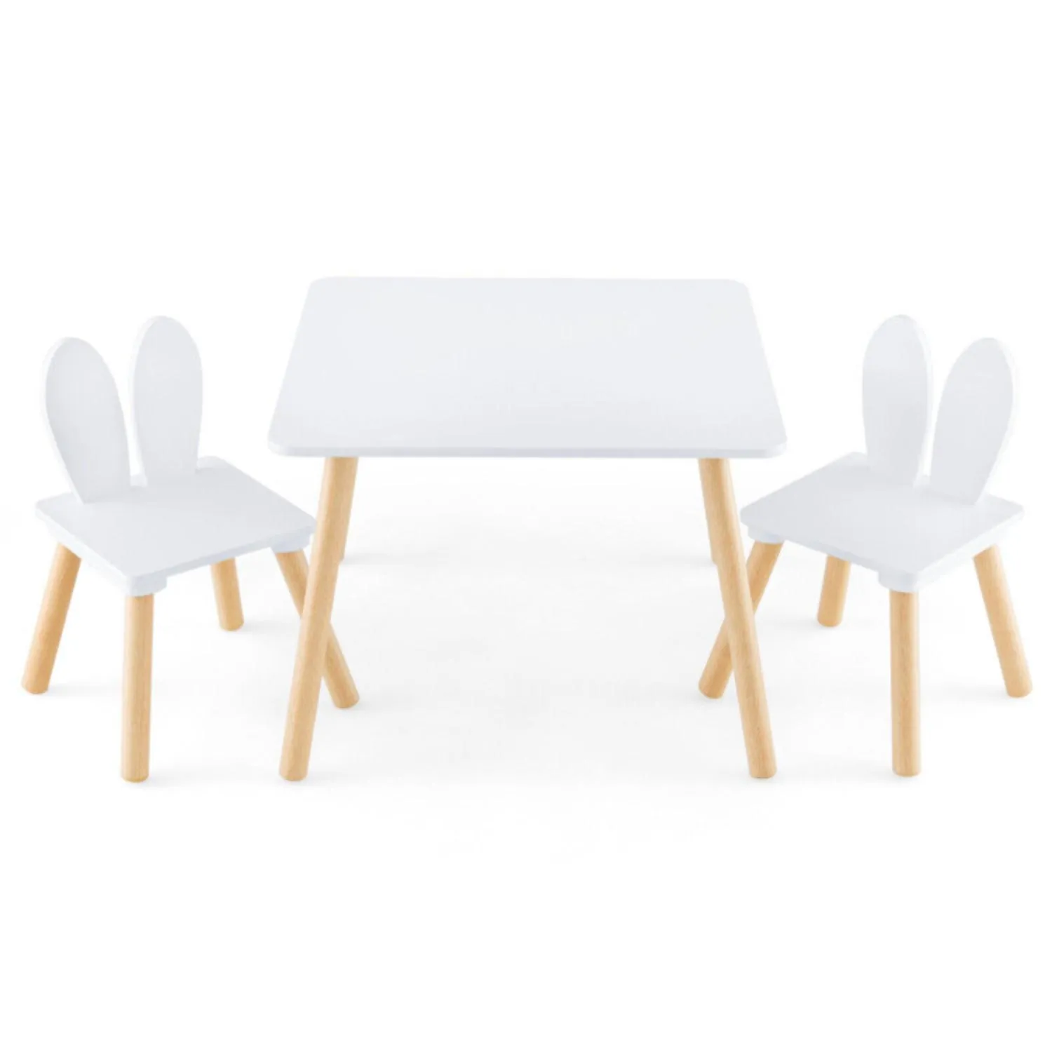 Hivvago 3 Pieces Kids Table and Chairs Set for Arts Crafts Snack Time-White