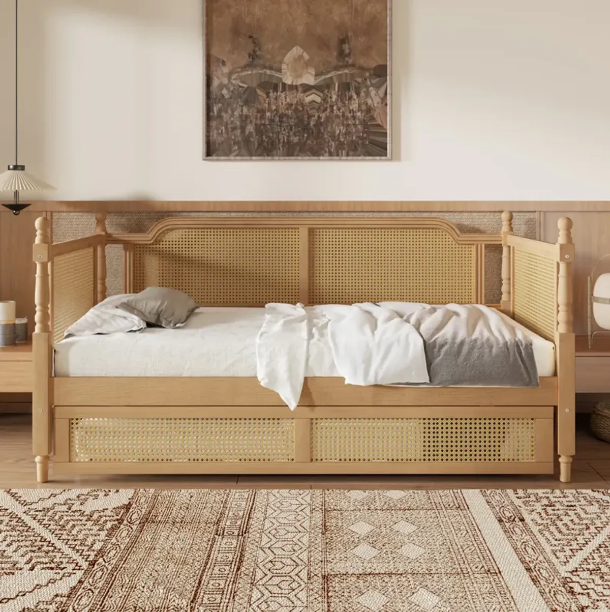 Merax Traditional Daybed with Trundle for Limited Space