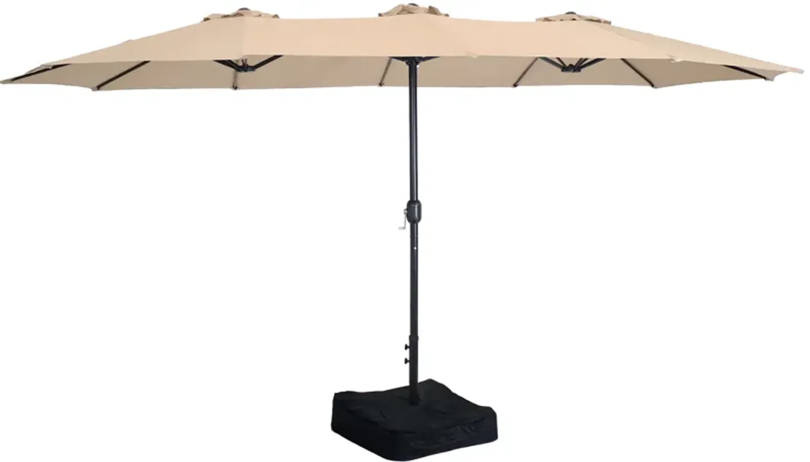 Sunnydaze 15 ft Steel Double-Sided Patio Umbrella with Sandbag Base