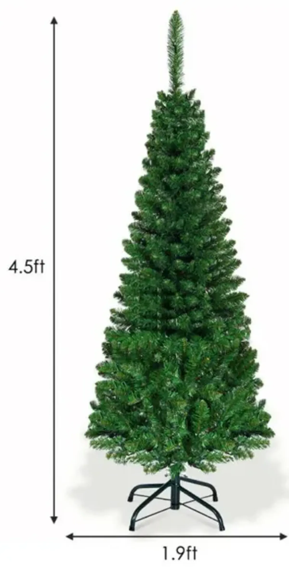 Hivvago 4.5/6.5/7.5 Feet Prelit Pencil Christmas Tree with 250 LED Lights