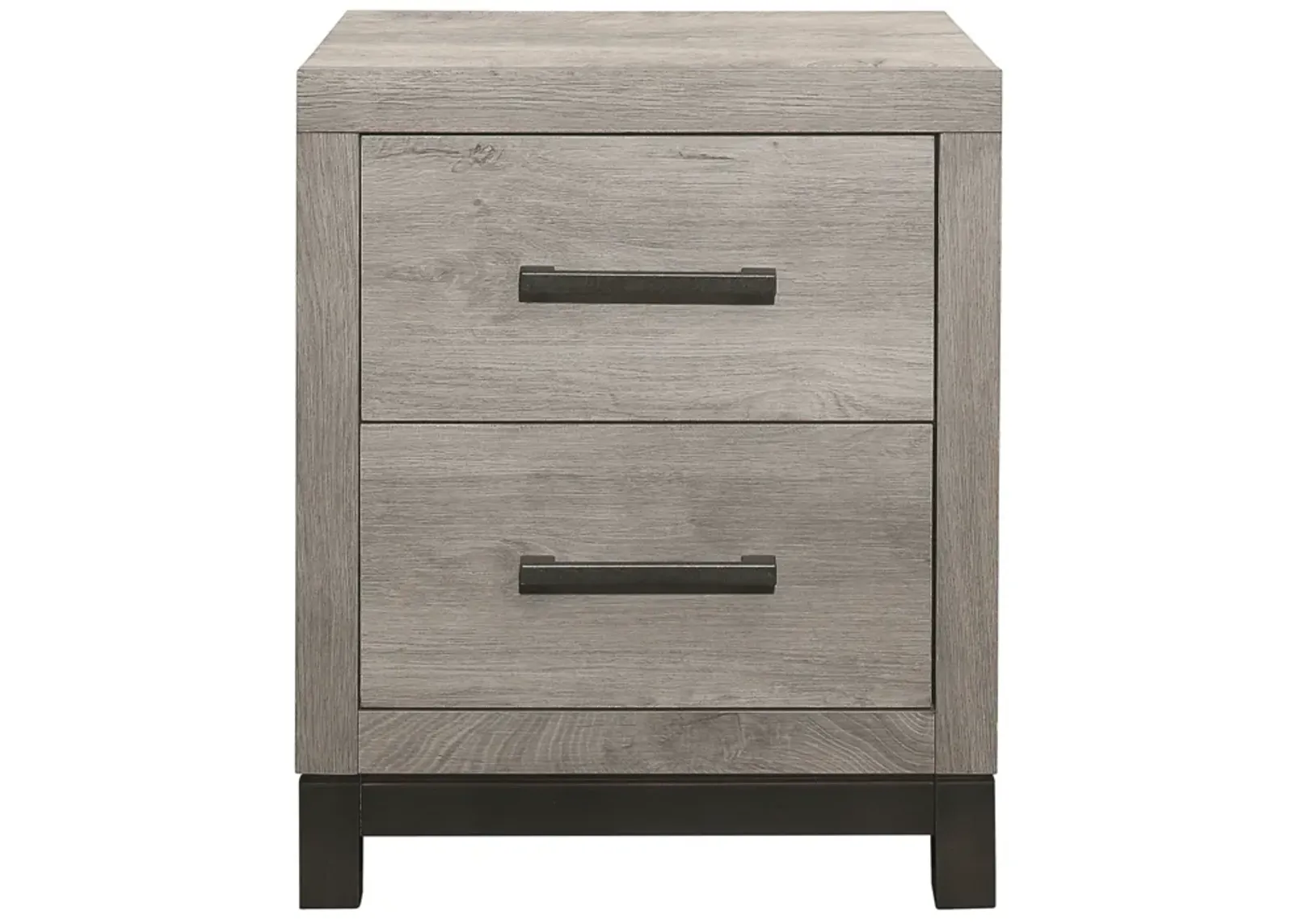 Attractive Gray Finish 1pc Nightstand of 2x Drawers Metal Bar Hardware Premium Melamine Board Wooden Bedroom Furniture