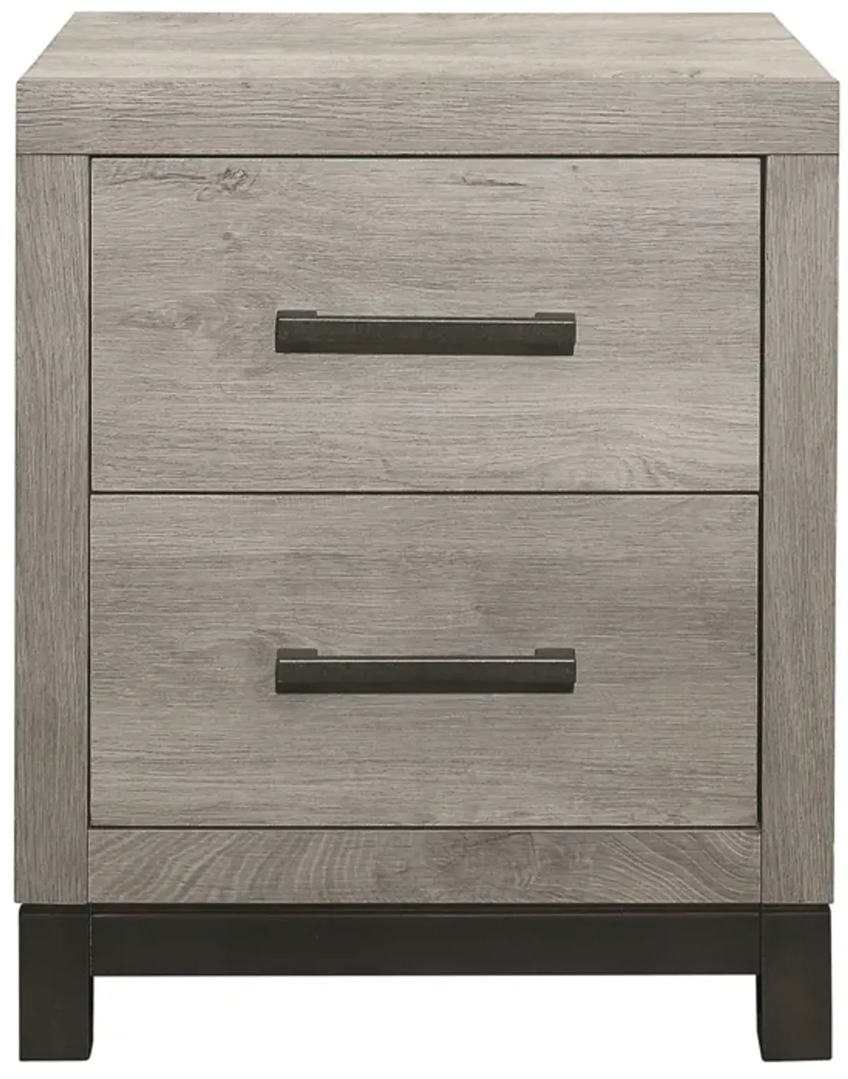 Attractive Gray Finish 1pc Nightstand of 2x Drawers Metal Bar Hardware Premium Melamine Board Wooden Bedroom Furniture