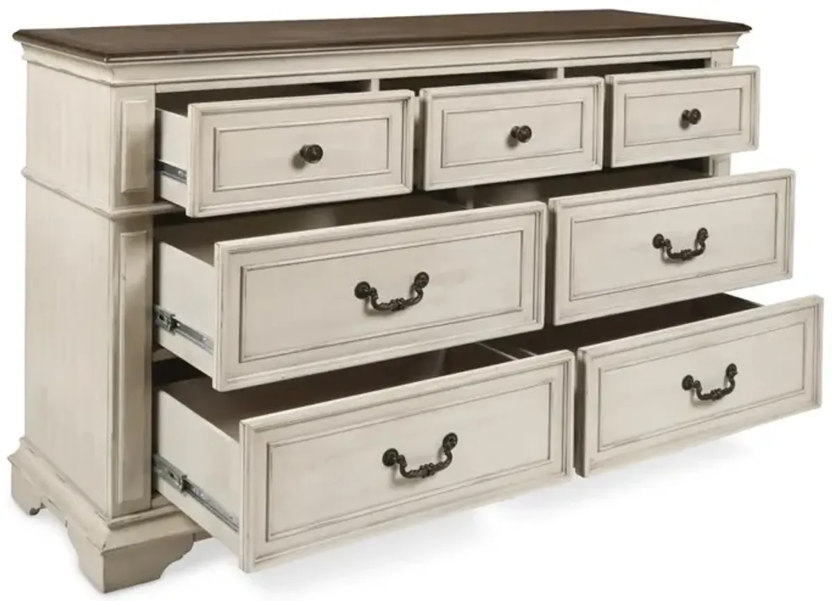 New Classic Furniture Furniture Anastasia 7-Drawer Solid Wood Dresser in Antique White