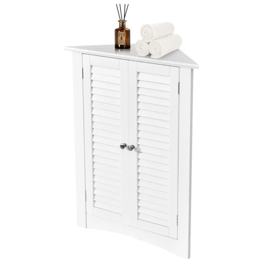 Adjustable Corner Storage Cabinet with Shutter Doors