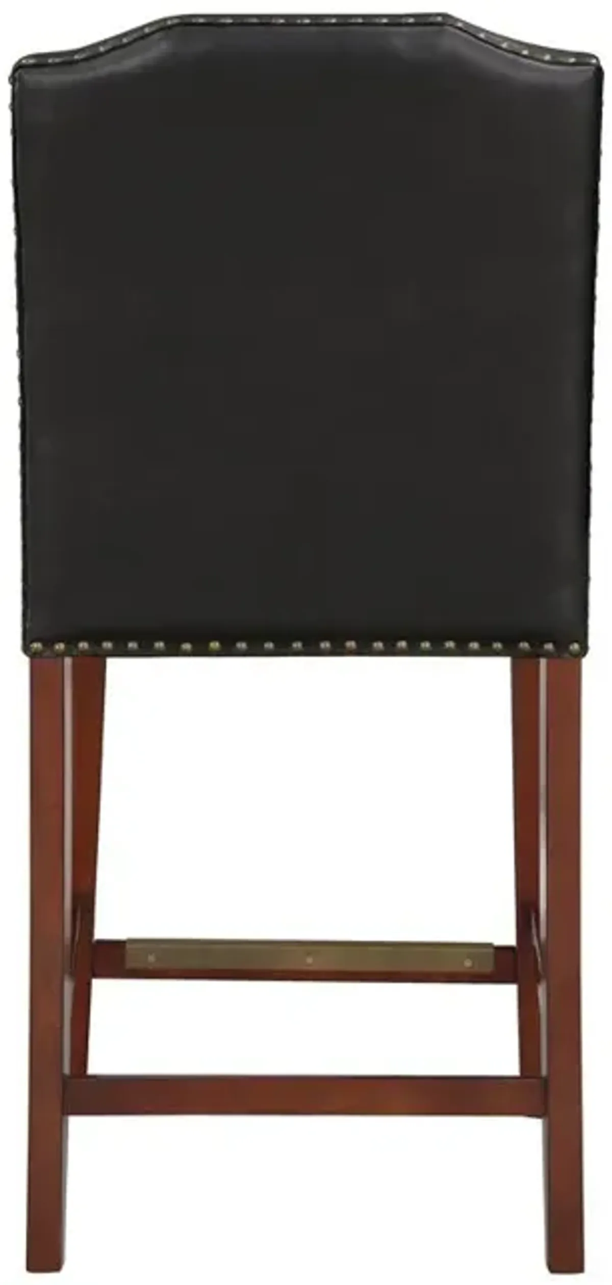 Comfort Pointe Bristol Stationary Brown Faux Leather Counter Stool with Nail Heads