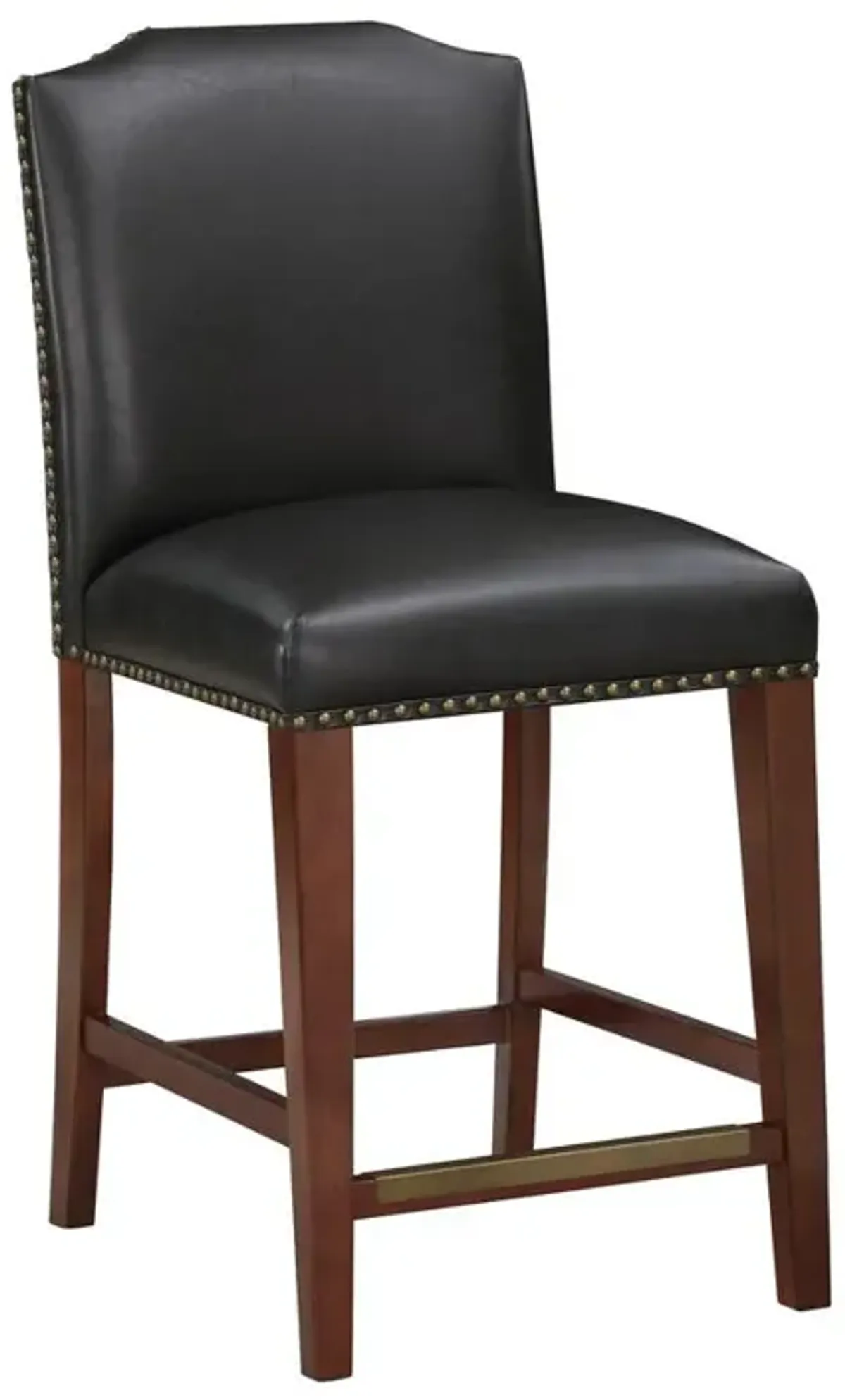 Comfort Pointe Bristol Stationary Brown Faux Leather Counter Stool with Nail Heads