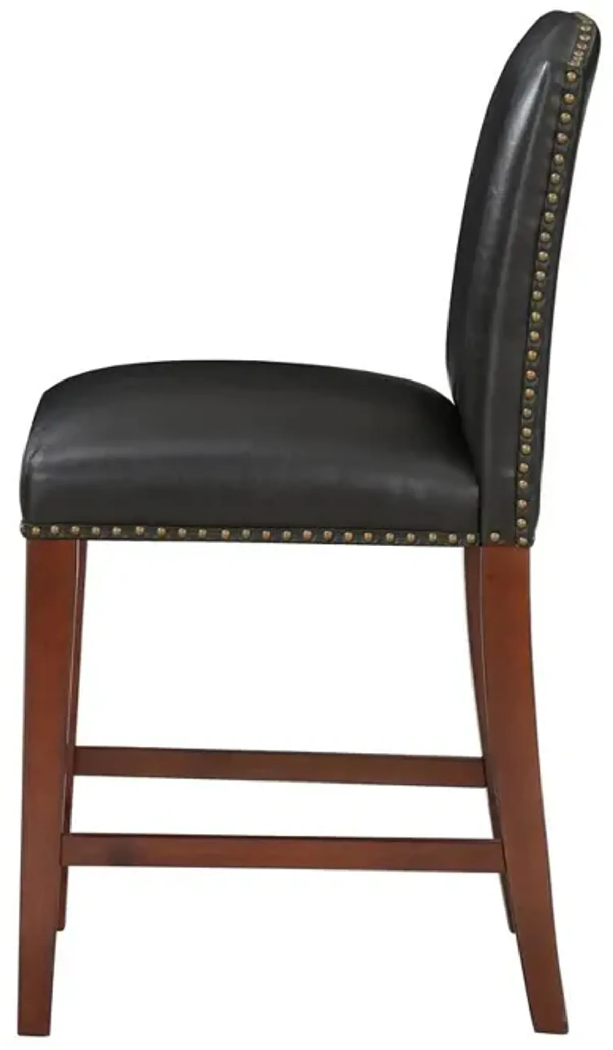 Comfort Pointe Bristol Stationary Brown Faux Leather Counter Stool with Nail Heads