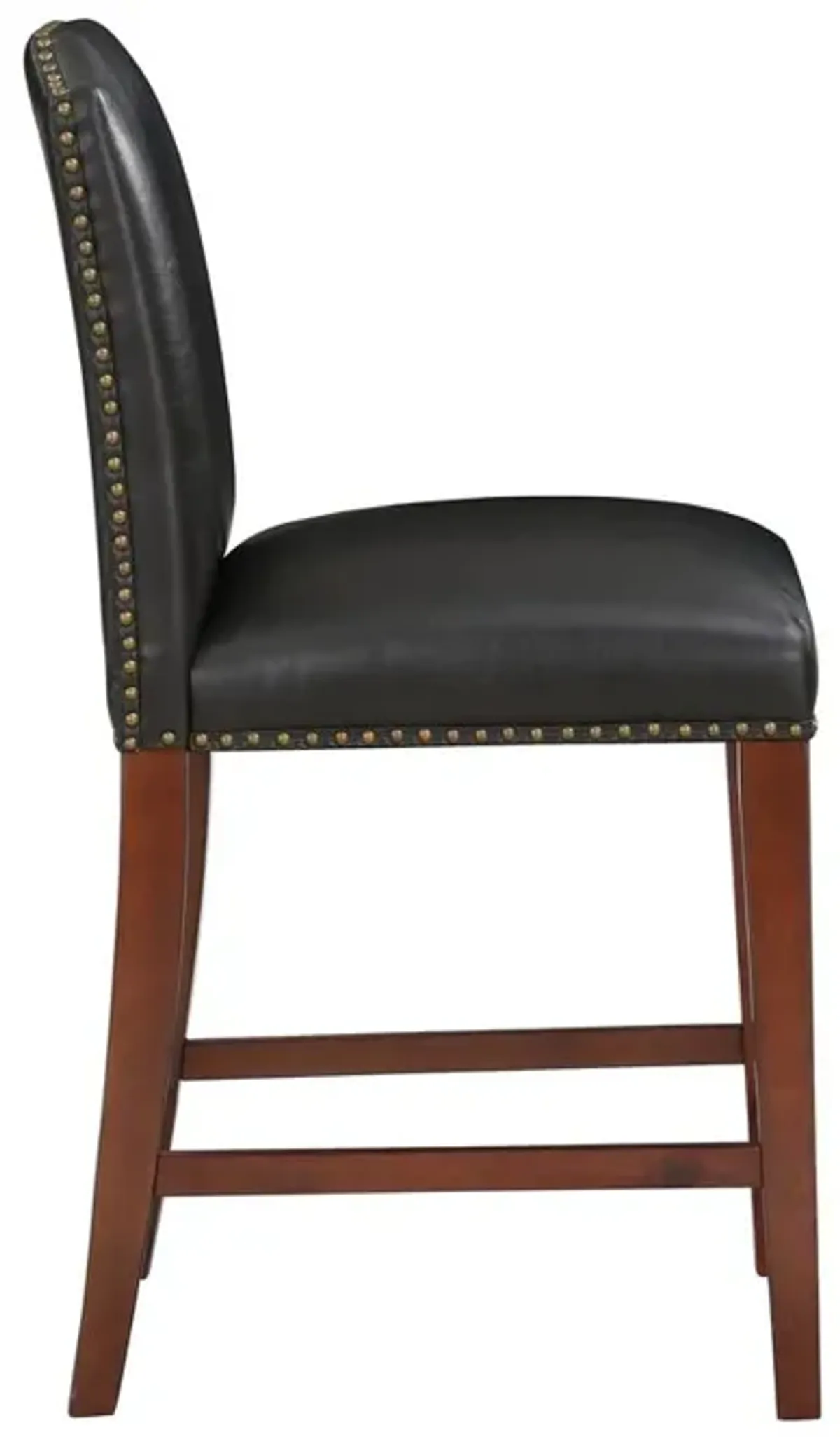 Comfort Pointe Bristol Stationary Brown Faux Leather Counter Stool with Nail Heads