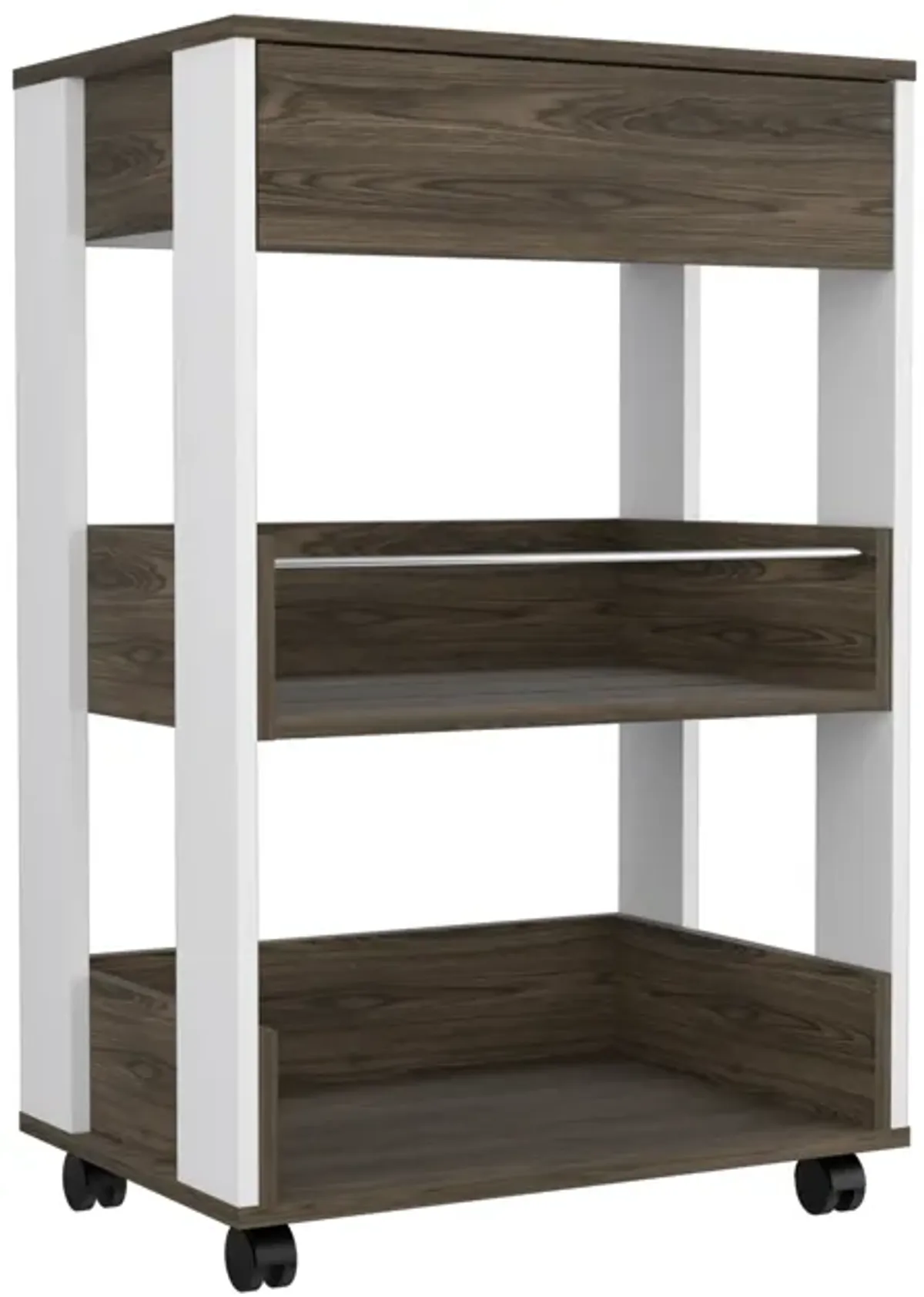 Kitchen Cart Coron, Kitchen, White / Dark Walnut