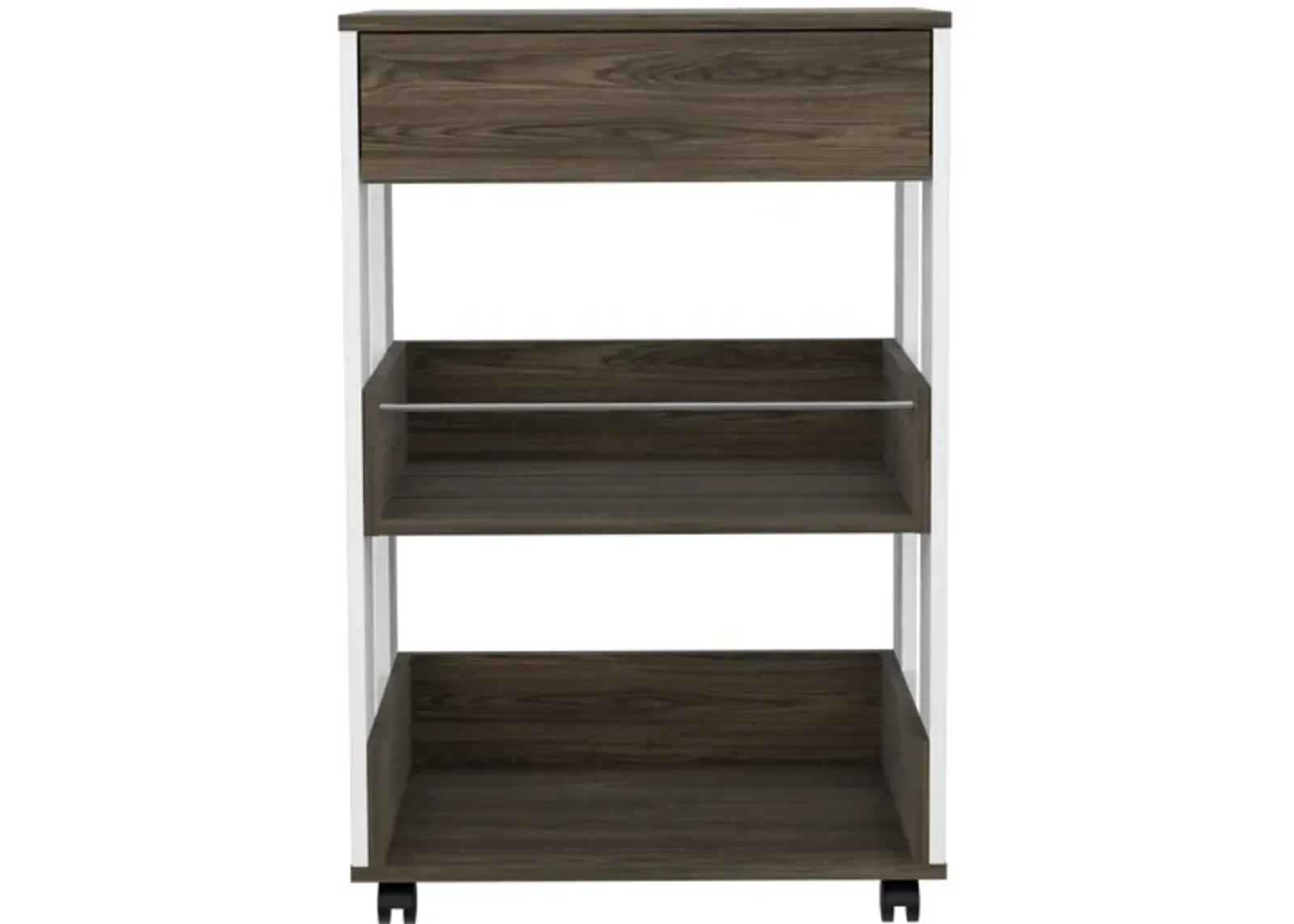 Kitchen Cart Coron, Kitchen, White / Dark Walnut