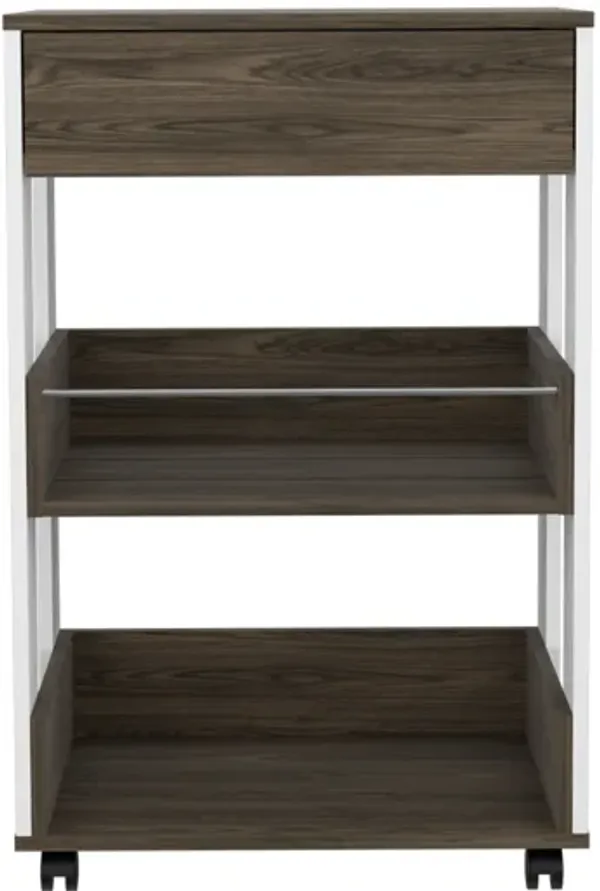 Kitchen Cart Coron, Kitchen, White / Dark Walnut