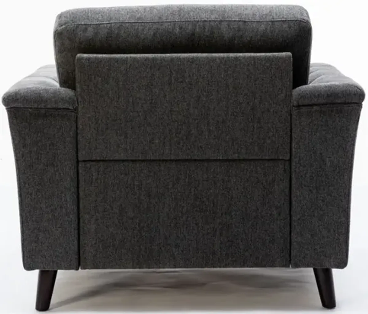 Sen 37 Inch Accent Sofa Chair, Tufted Arms, Padded, Gray Linen, Solid Wood - Benzara