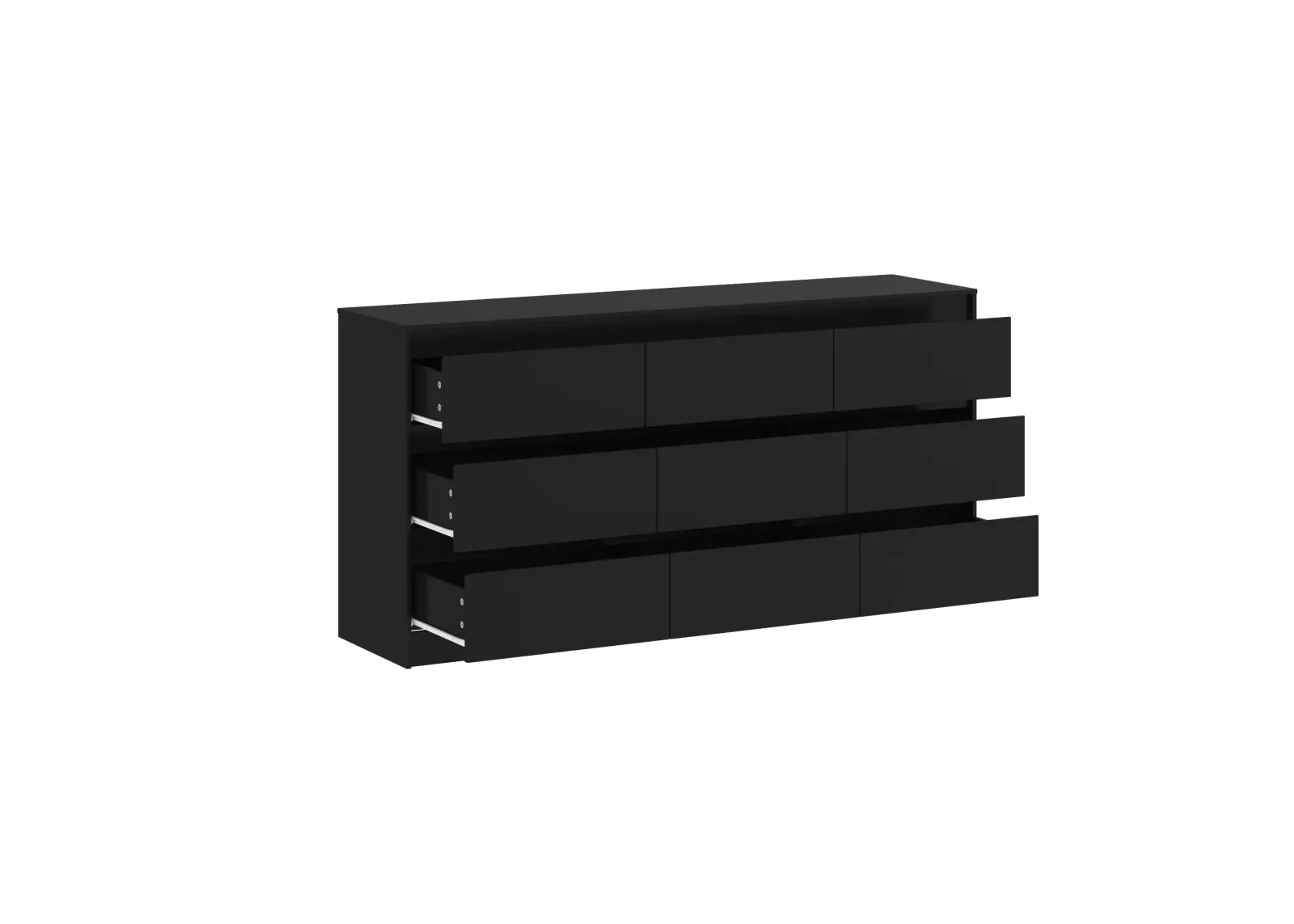 FUFU&GAGA  Modern Black 9-Drawer Dresser with Ample Storage for Bedroom and Living Room (63" W x 31.5" H x 15.7" D) Black