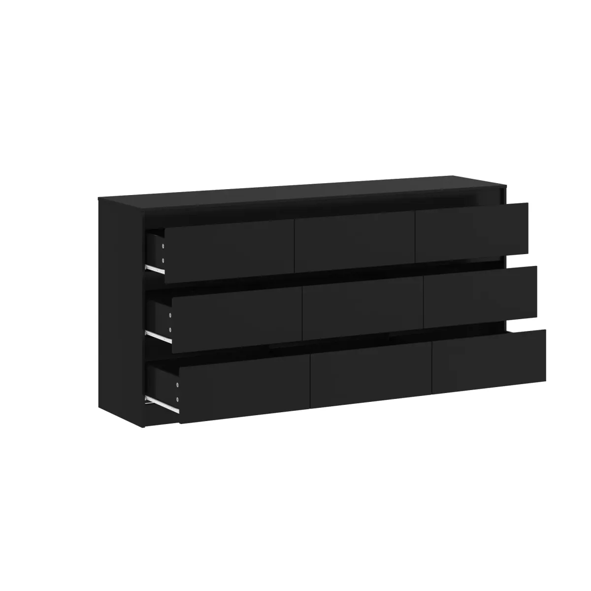 FUFU&GAGA  Modern Black 9-Drawer Dresser with Ample Storage for Bedroom and Living Room (63" W x 31.5" H x 15.7" D) Black