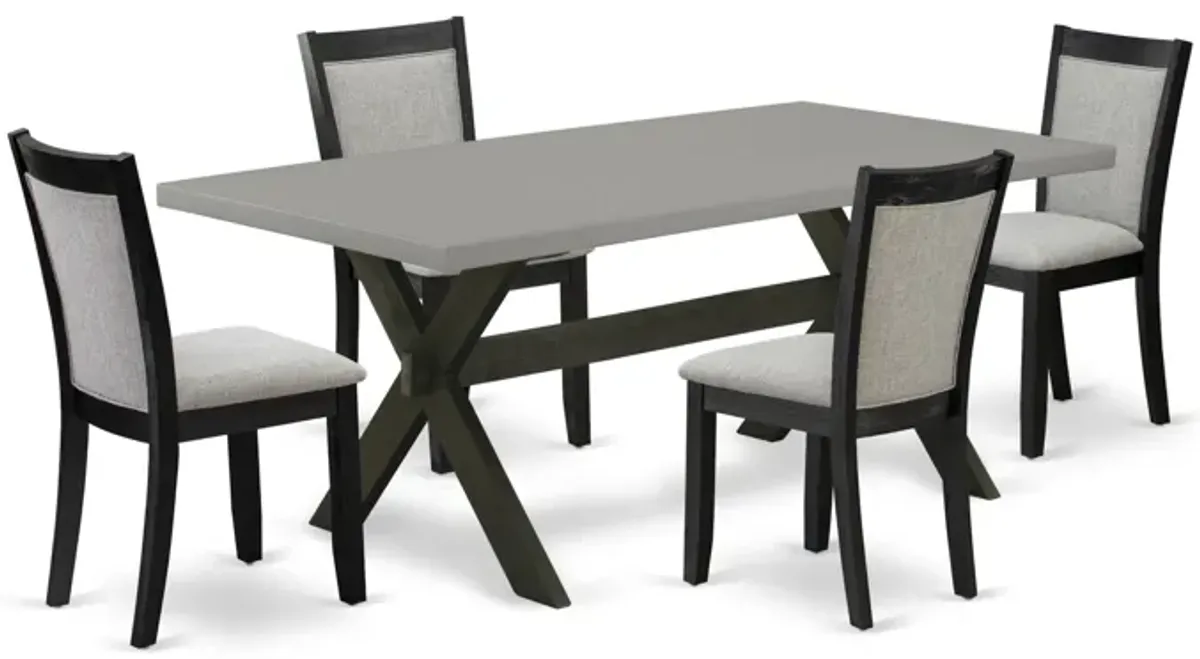 East West Furniture X697MZ606-5 5Pc Dining Room Set - Rectangular Table and 4 Parson Chairs - Multi-Color Color