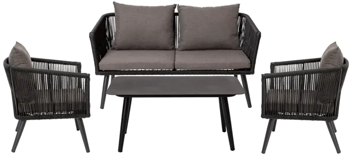 Black Loveseat-2 Chairs-Table