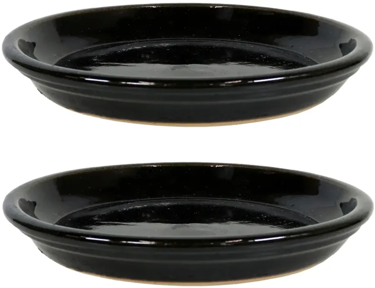 Sunnydaze Glazed Ceramic Flower Pot/Plant Saucer - Set of 2