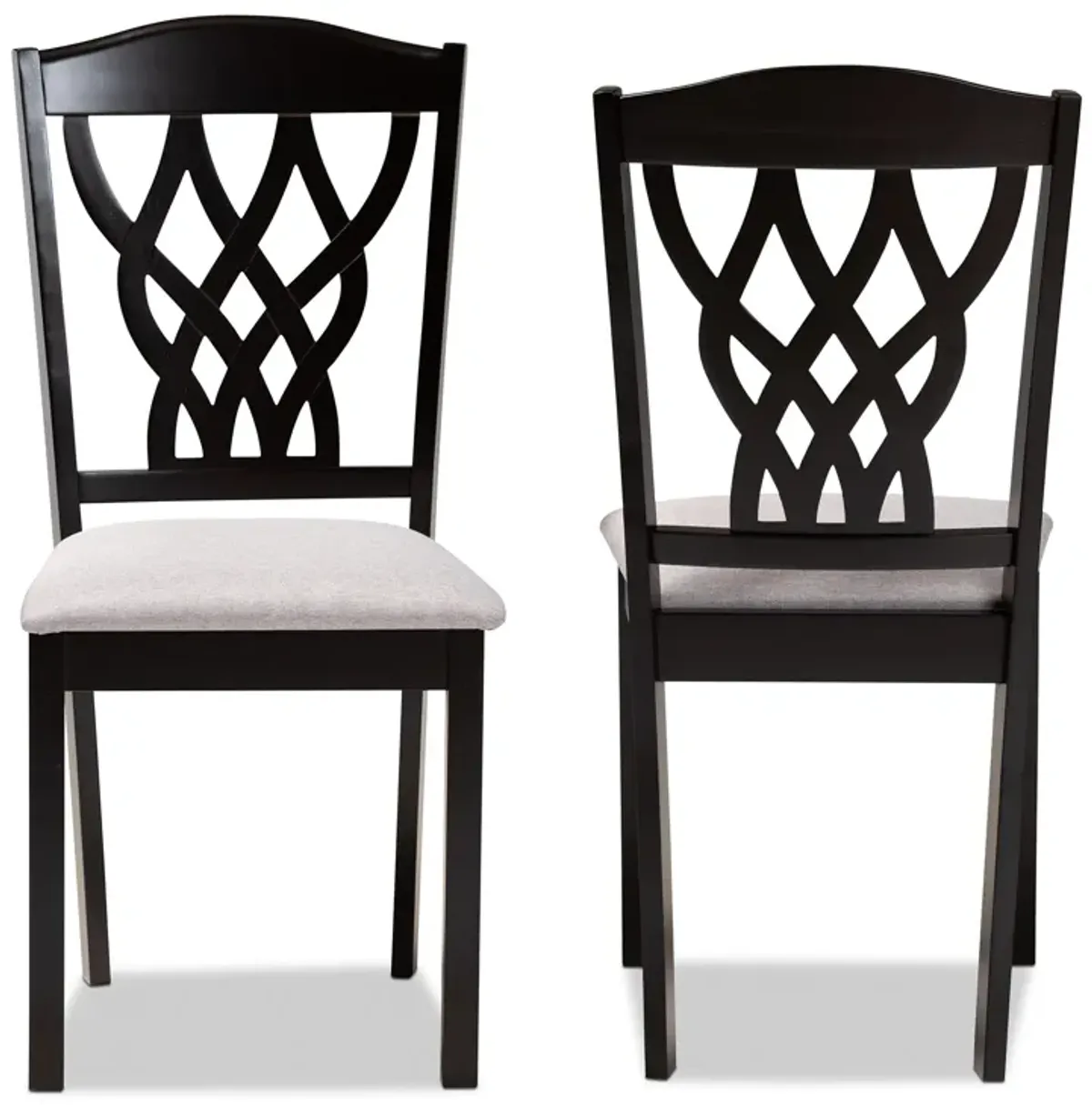 Baxton Studio Delilah Modern Grey Fabric Upholstered Wood 2 Piece Dining Chair Set