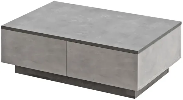 35 Inch Modern Rectangular Plinth Base Coffee Table with Storage, Charcoal, Gray-Benzara
