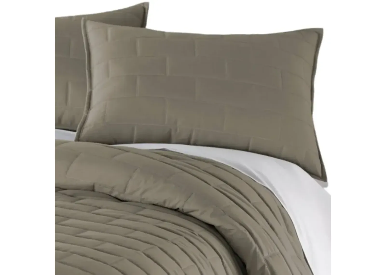 Hivvago Full/Queen Modern Brick Stitch Microfiber Reversible 3 Piece Comforter Set in Taupe