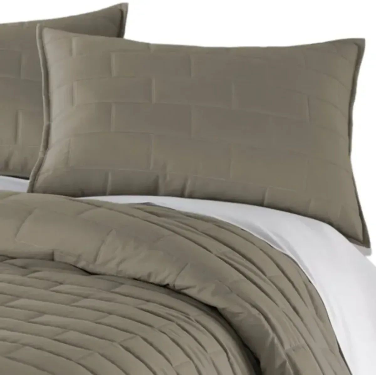 Hivvago Full/Queen Modern Brick Stitch Microfiber Reversible 3 Piece Comforter Set in Taupe