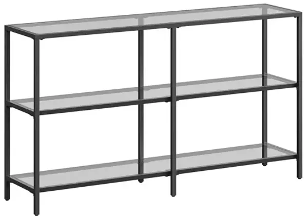 Stylish Console Table with 3 Shelves - Steel Frame, Tempered Glass, for Entryway or Living Room