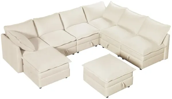 Merax  8-Piece Modular Sofa Bed with Storage - Convertible Sectional with Luxury Double Cushions