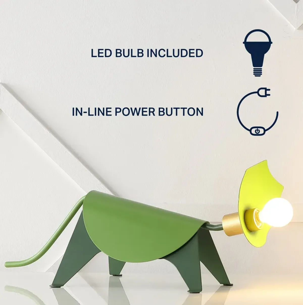 Gretchen Modern Industrial Iron Triceratops LED Kids' Lamp