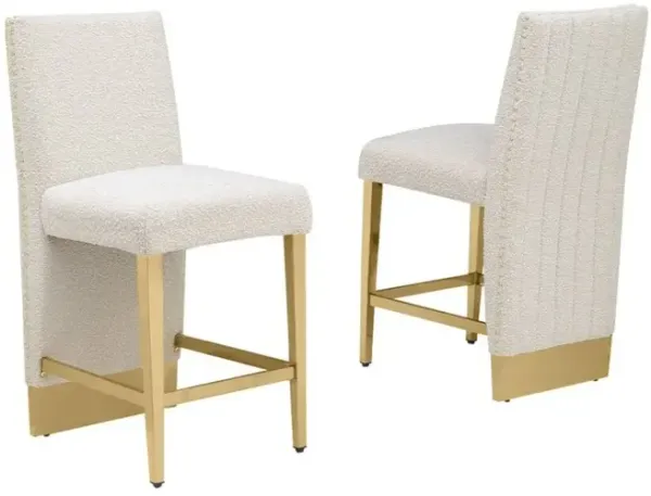 Best Quality Furniture Luxe Cream boucle counter height chairs - Set of 2
