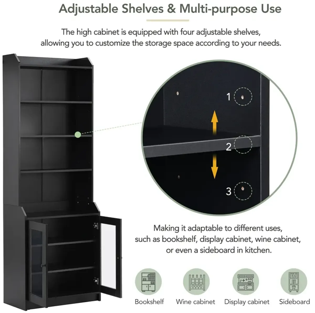 Merax Versatile Tall Cabinet Bookshelf