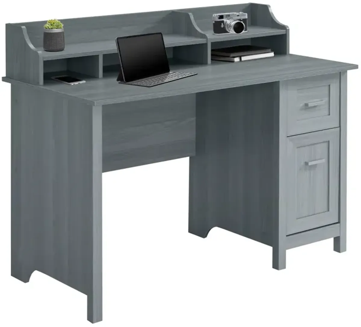 Classic Office Desk with Storage, Grey