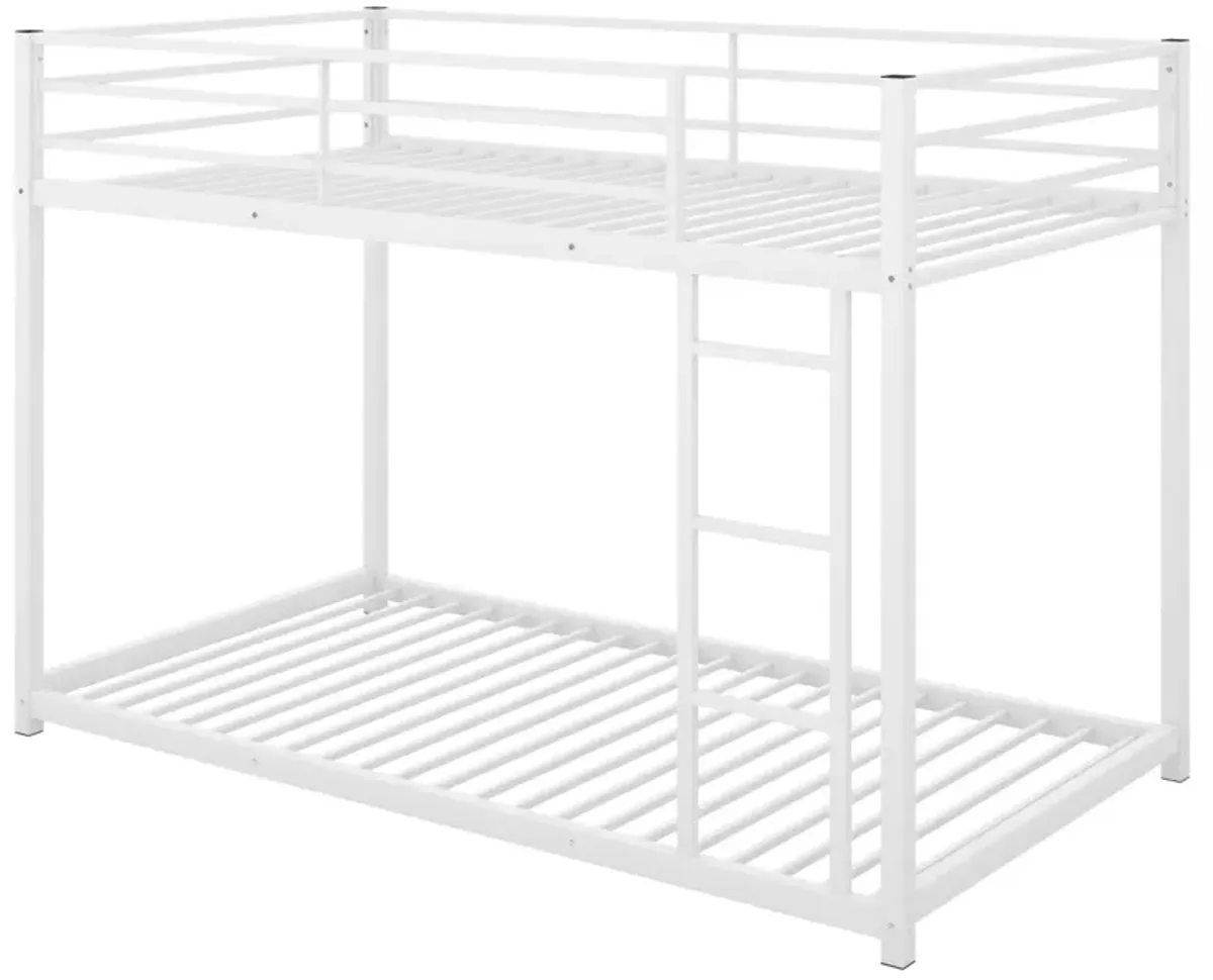 Twin Over Twin Metal Bunk Bed, Low Bunk Bed With Ladder