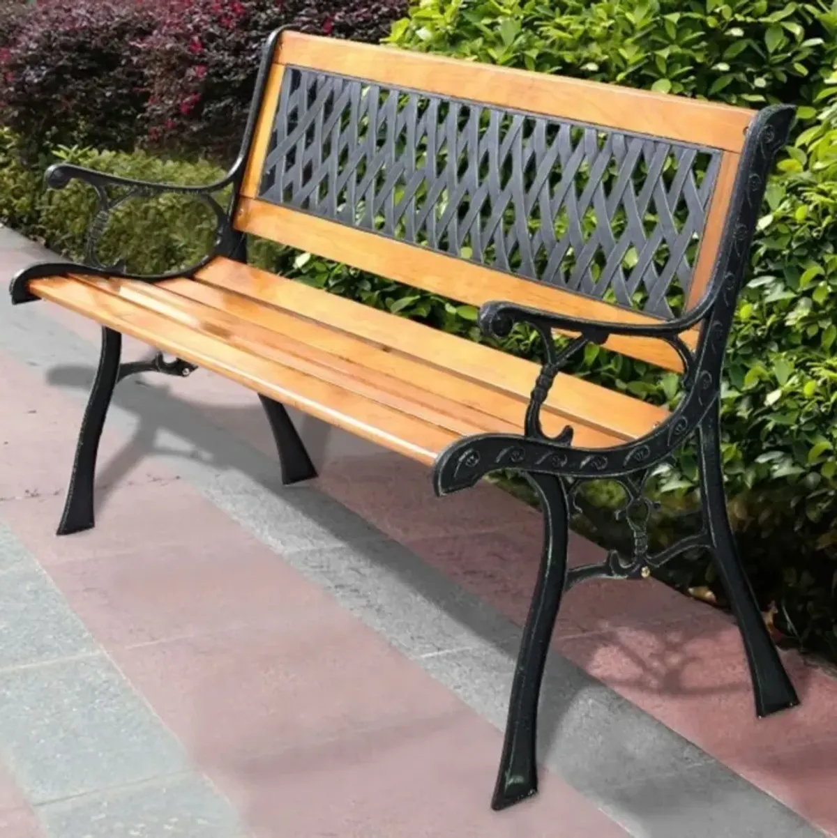 Hivvago FarmHome Outdoor Patio Park Cast Iron Garden Porch Chair Bench