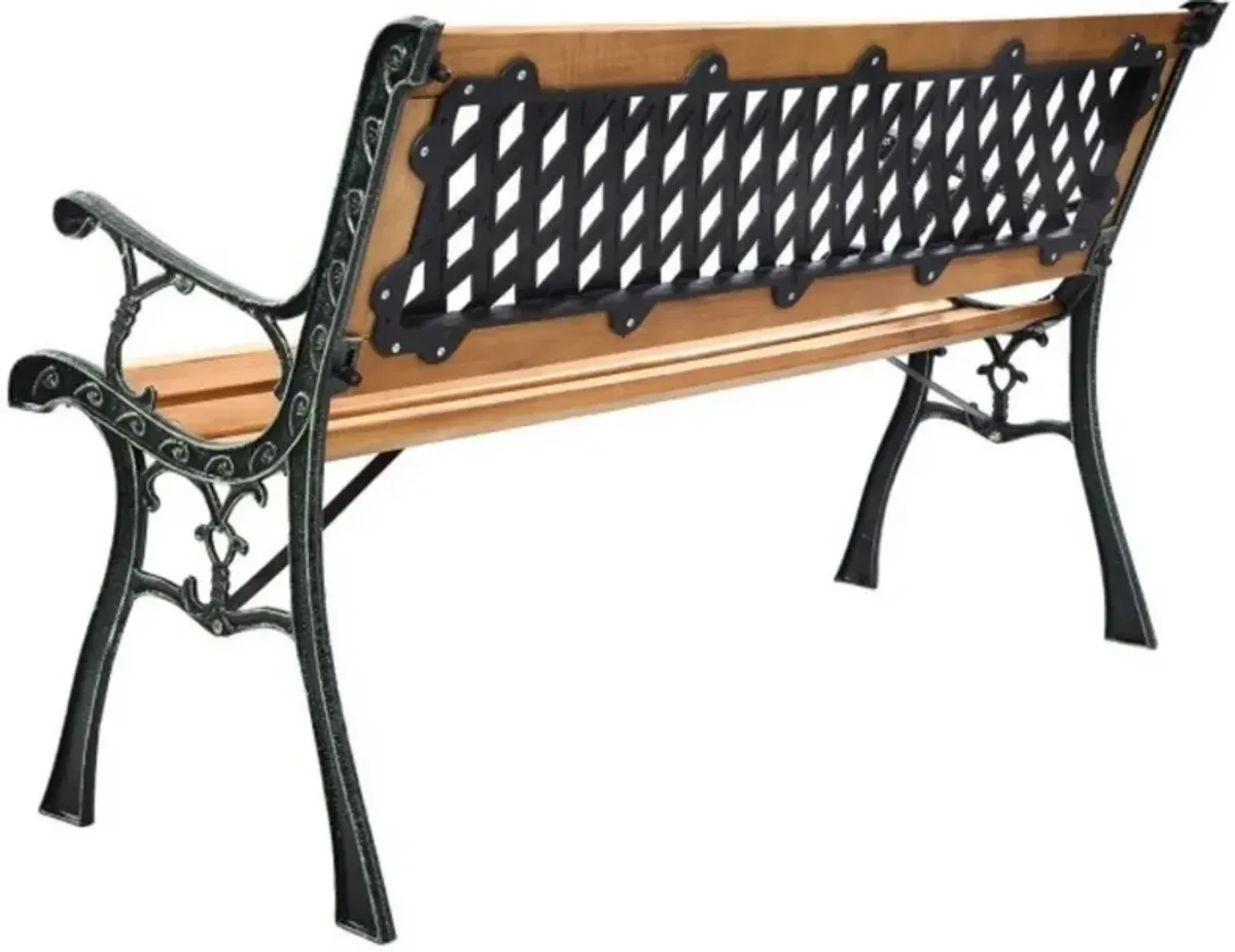 Hivvago FarmHome Outdoor Patio Park Cast Iron Garden Porch Chair Bench