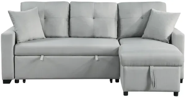 Francine Gray Linen Reversible Sleeper Sectional Sofa With Storage Chaise